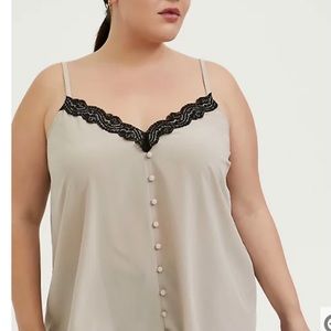 Final Call   Torrid Black & Beige Lace Button Cami Size 00